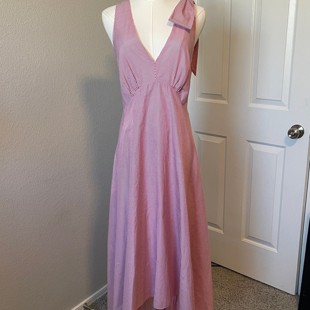 Nicole Miller Striped Pink High Low Dress